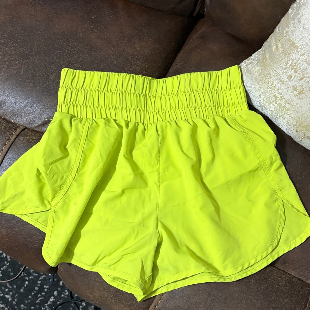High Waist Neon Yellow Women's Shorts